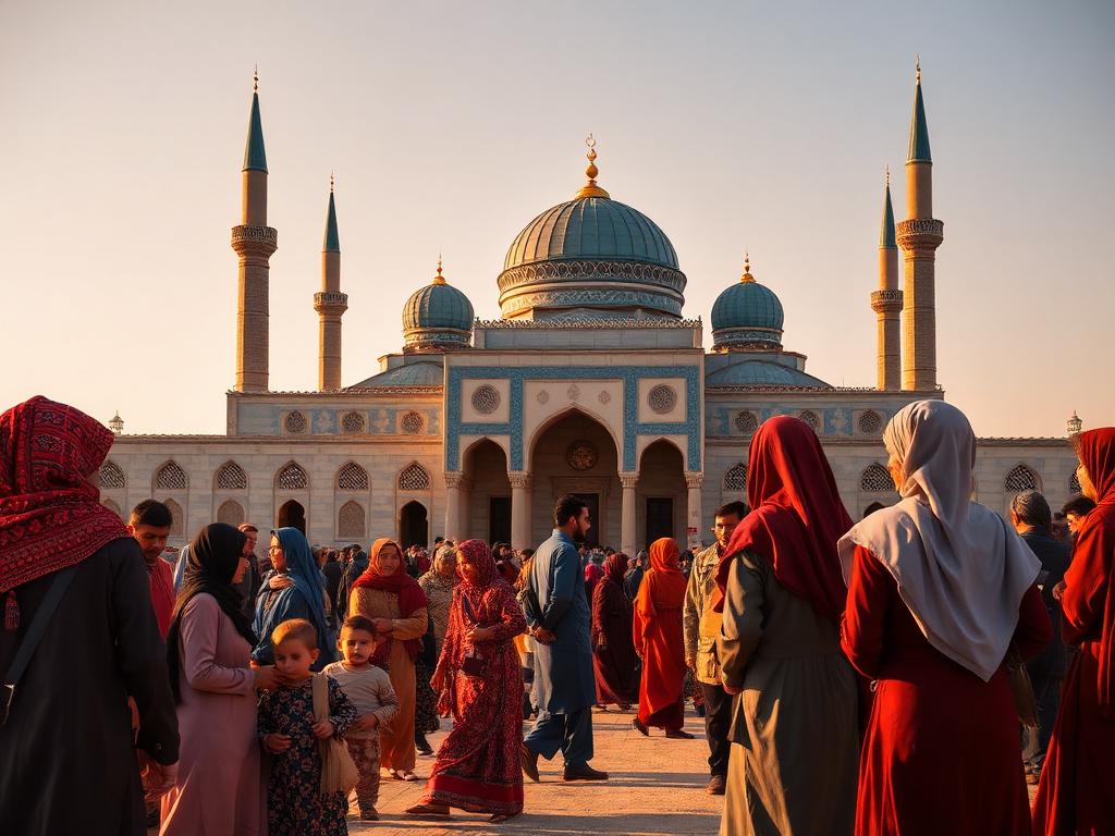 Afghanistan landmark with Afghan people of different ages
