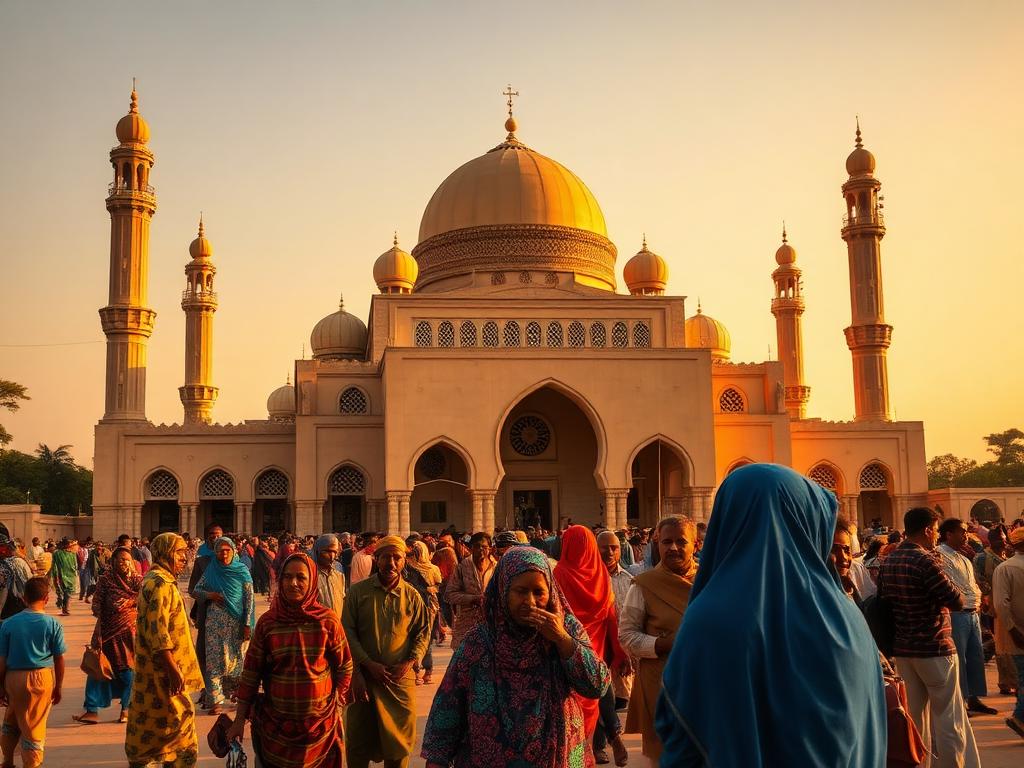 Somalia landmark with Somali people of different ages