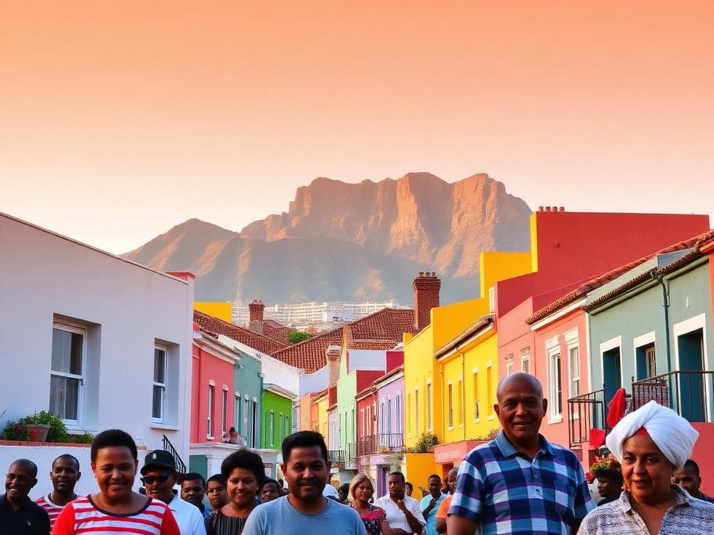 South Africa landmark with South African people of different ages